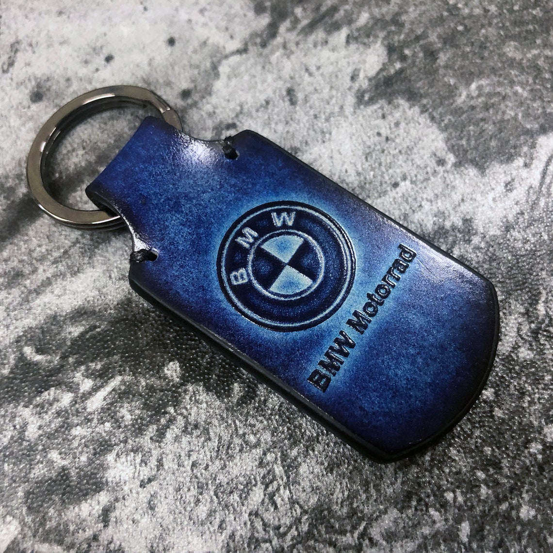 BMW motorcycle vintage leather keychain in dark Blue can be Etsy