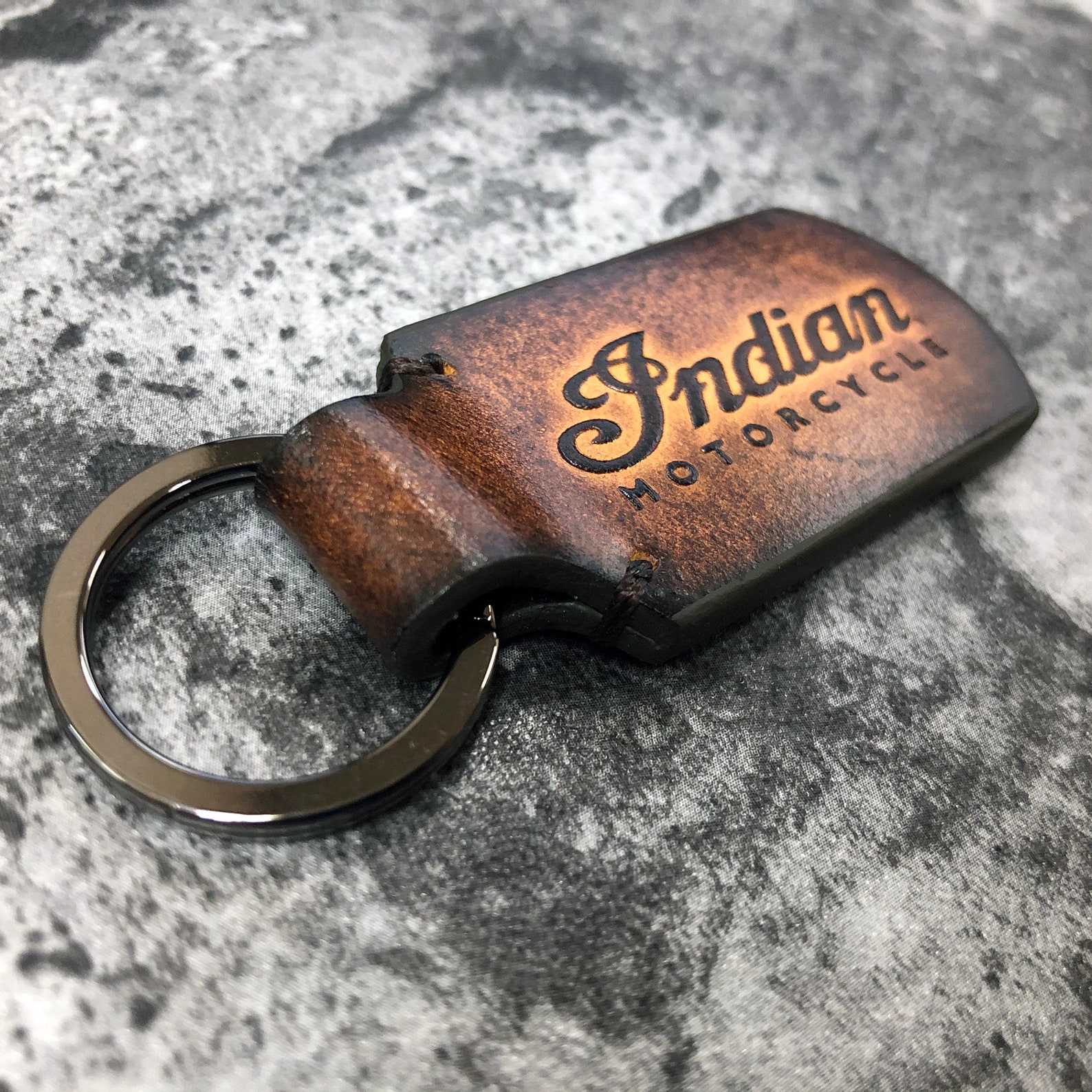 Embossed INDIAN Motorcycle Logo INDIAN Leather Keychain Can Etsy
