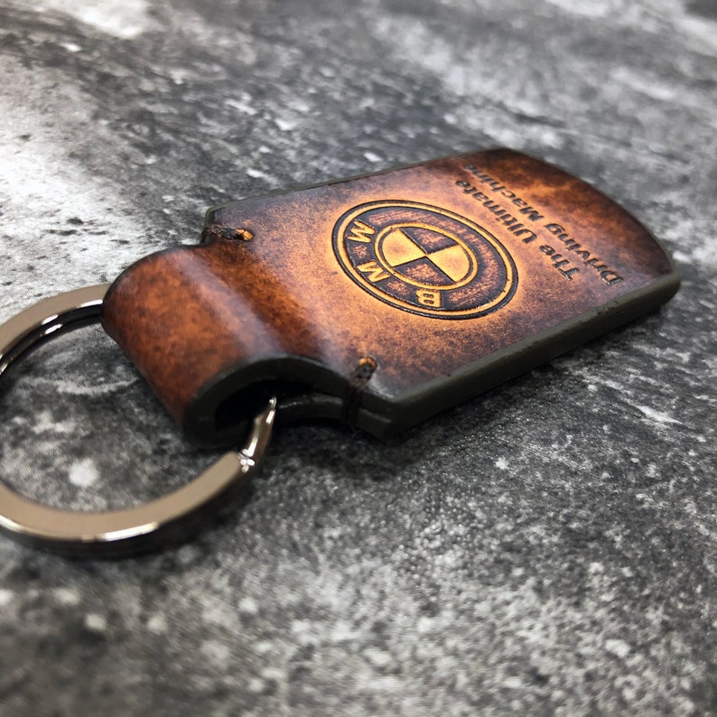 BMW car keychain BMW leather keychain BMW keyring Vertical Etsy