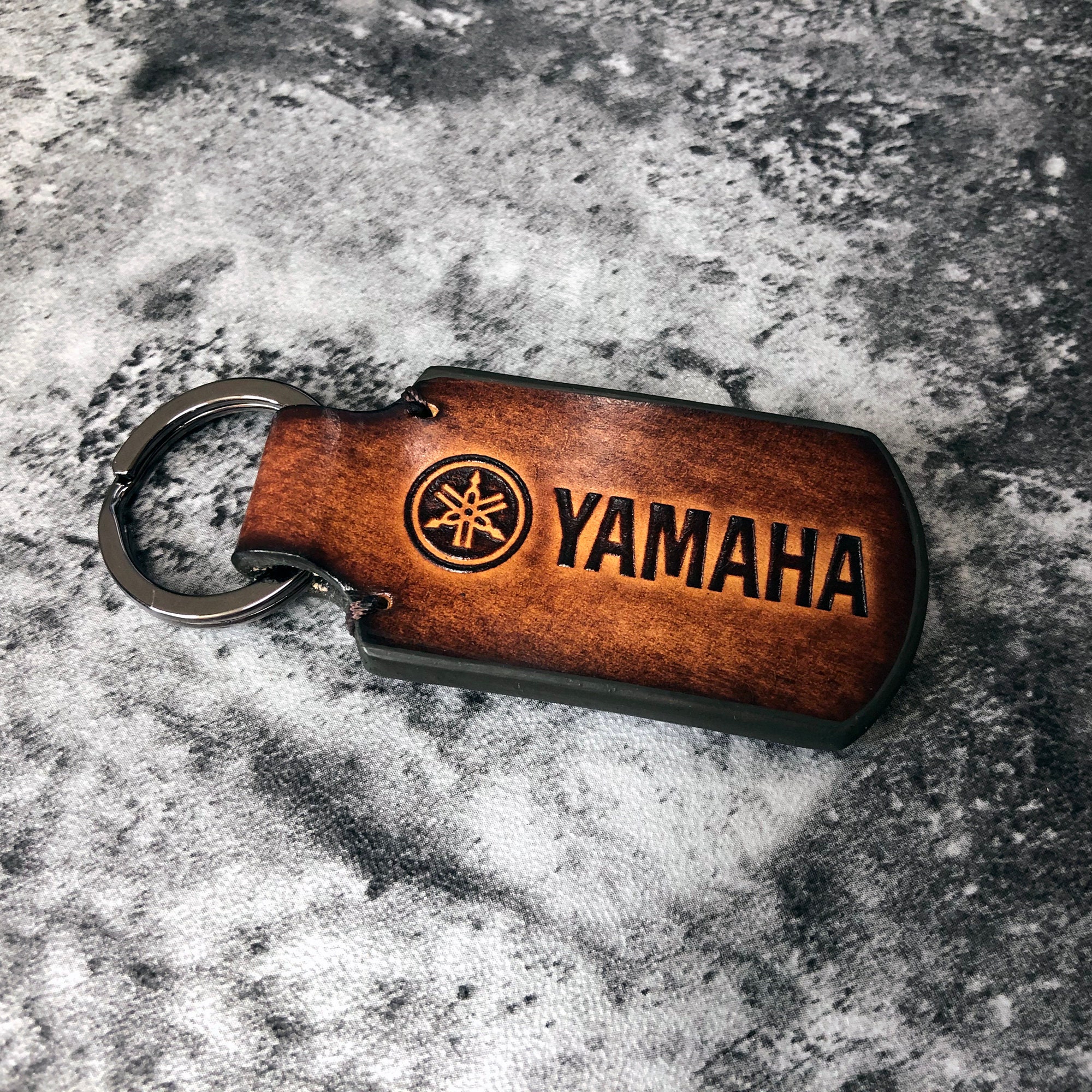 Yamaha keychain Yamaha leather keychain Yamaha motocycle Etsy