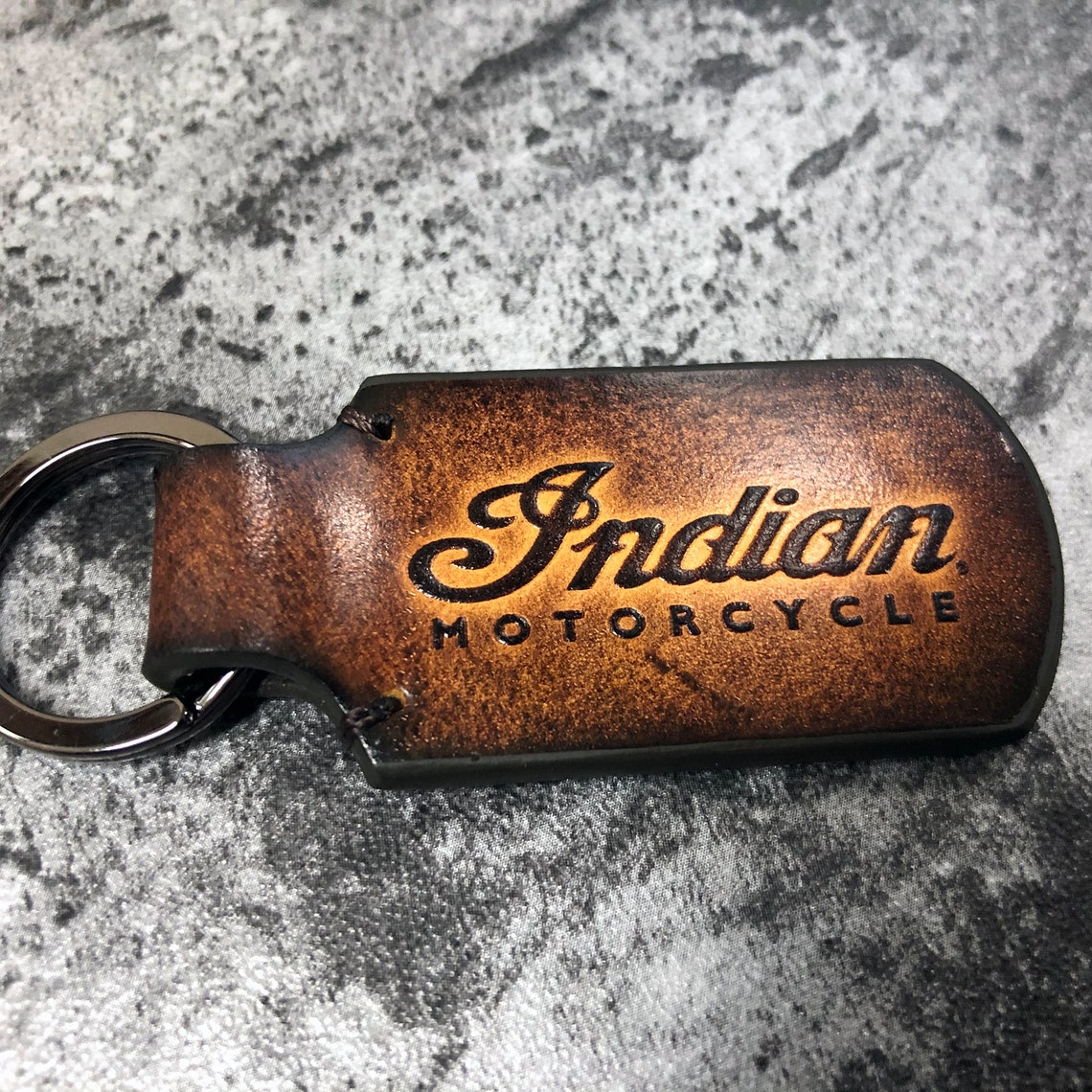 Embossed INDIAN Motorcycle Logo INDIAN Leather Keychain Can Etsy