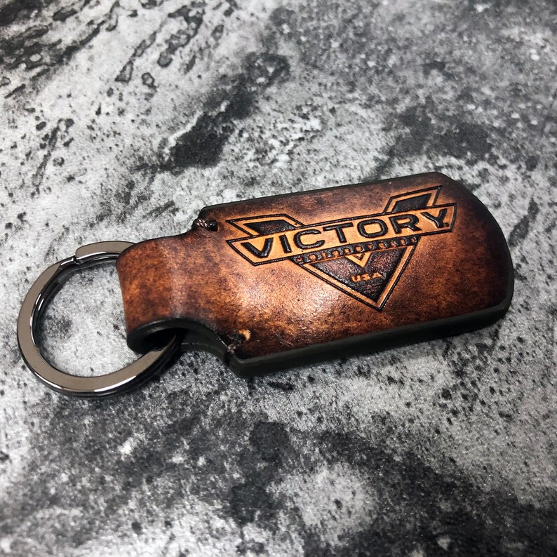Embossed Victory logo_brown Victory motorcycle keychain Etsy