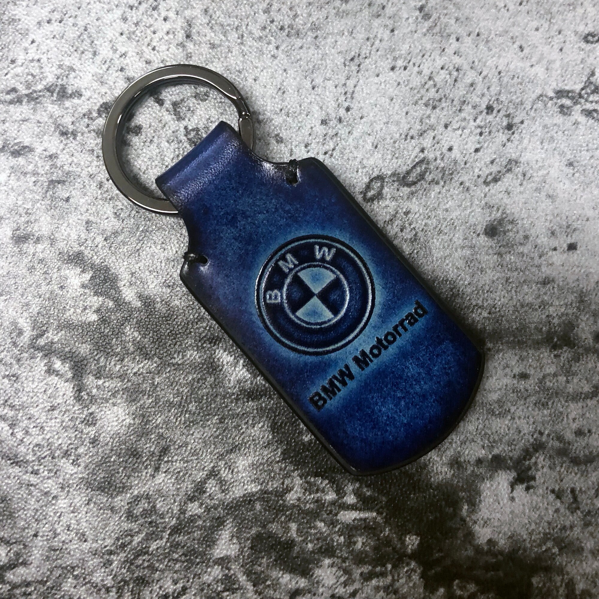BMW motorcycle vintage leather keychain in dark Blue can be Etsy