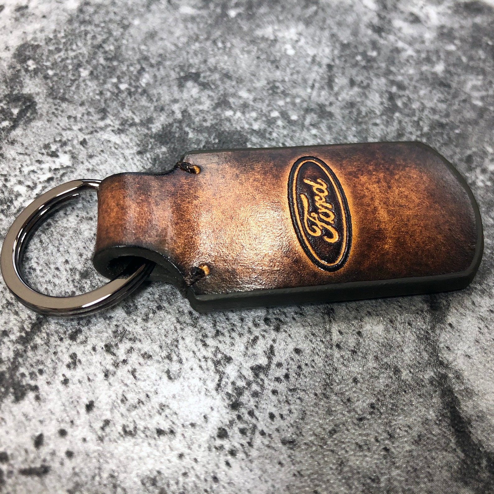 Ford keychain Ford leather keychain embossed Ford emblem Etsy