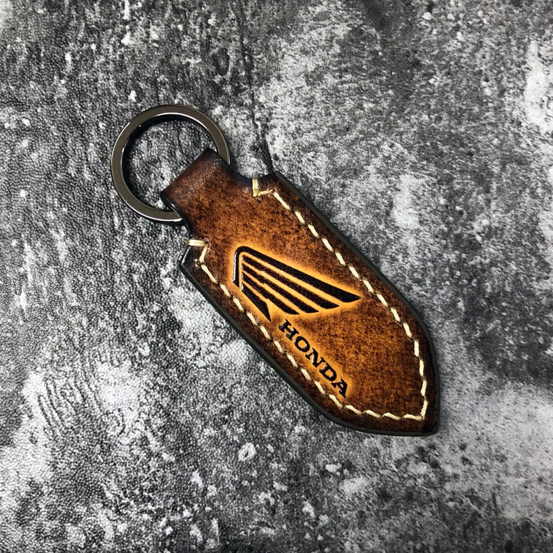 Honda leather keychain honda keychain motorcycle Etsy