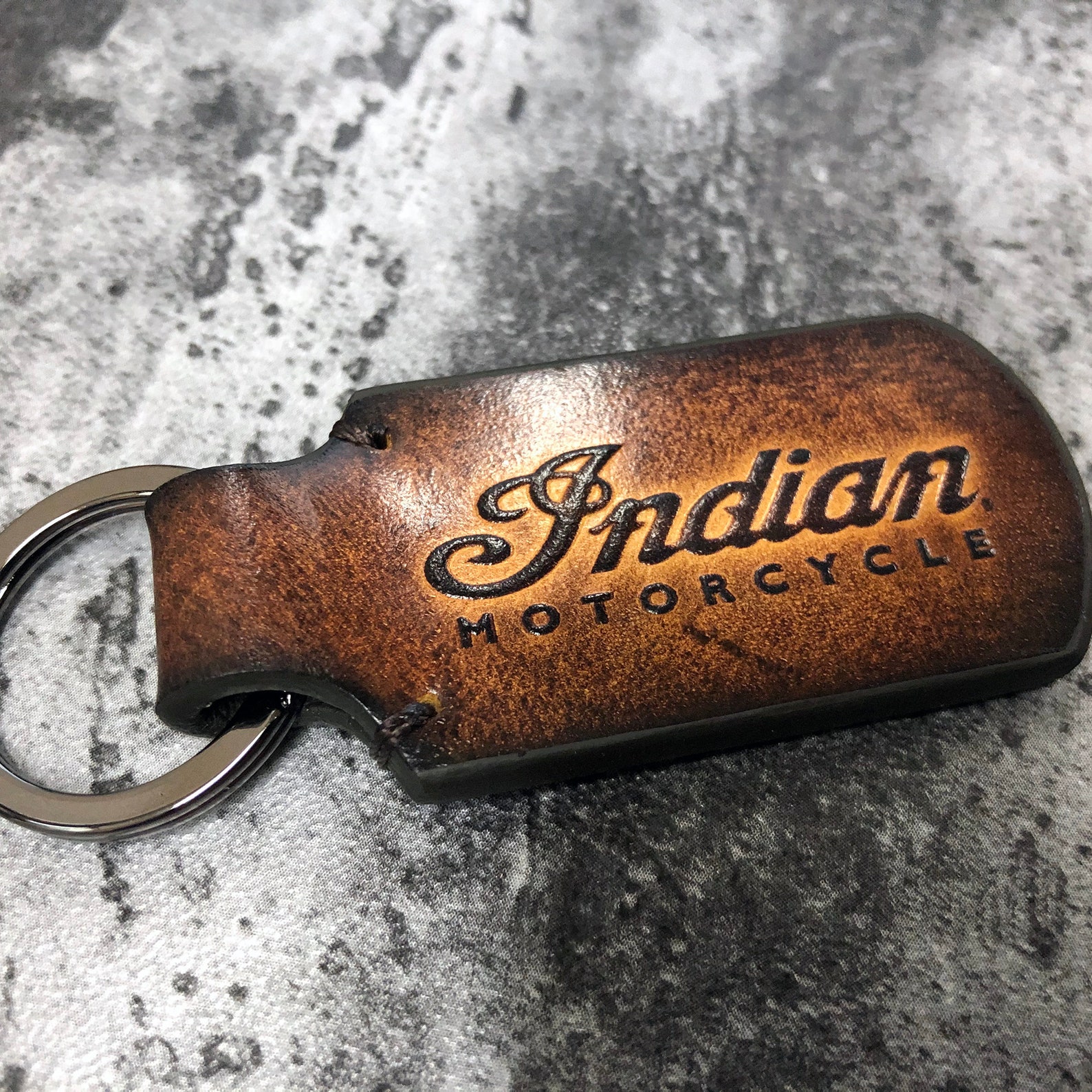 Embossed INDIAN Motorcycle Logo INDIAN Leather Keychain Can Etsy