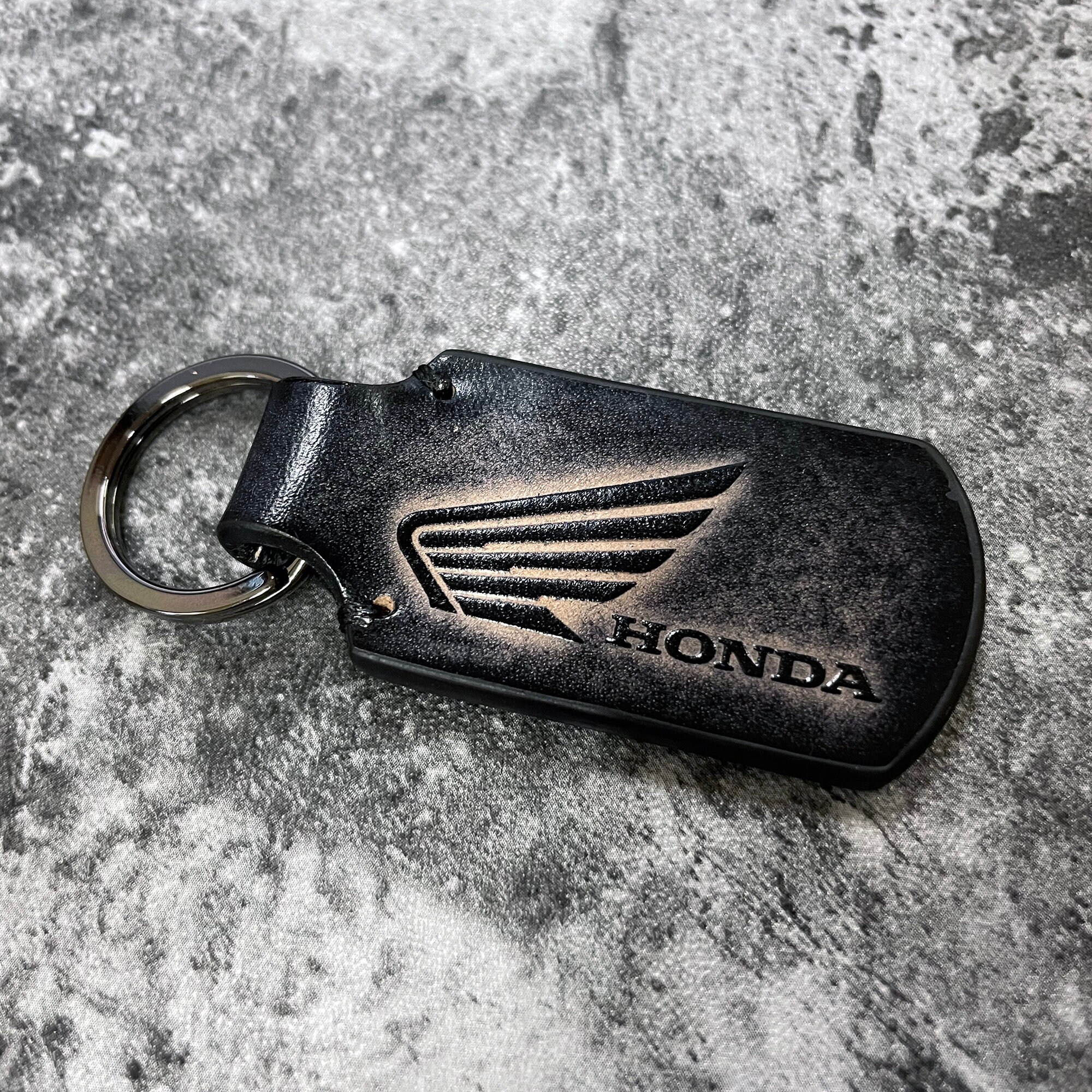 Honda keychain in vintage black Honda leather keychaincan be Etsy