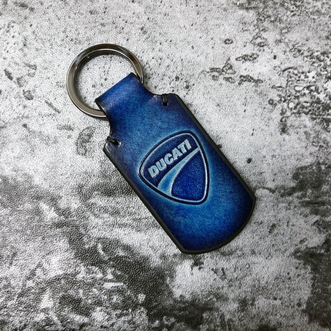 Ducati keychain Ducati leather keychain Blue color. can be Etsy