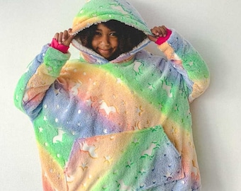 Englisch Unisex Heli Oversized Hoodie Decke Pdf digital ENGLISCH PDF Kängurutasche reversibel verschiedene Länge Mädchen Jungen für 6 m bis 14y
