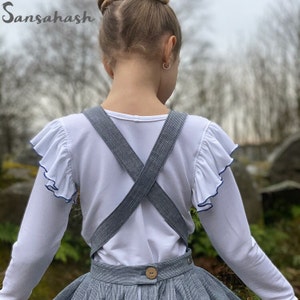 Puchi Pinafore Dress & Skirt pdf ENGLISH PDF ENGLISH PDFs for toddlers girls pleated ruffled cross-straps dress jumper dungaree
