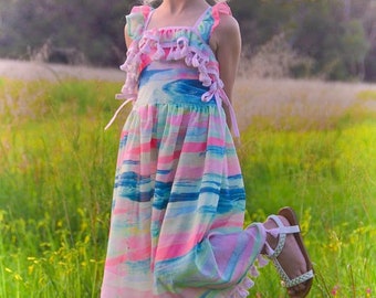 Mädchen Rüschenkleid & Jumpsuit Schnittmuster: Sommer Leinen (PDF)