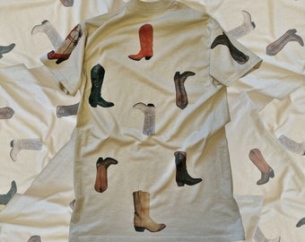 Yeehaw Era - Unisex T-Shirt Beige - Plus Size Available - Cowgirl Cowboy Boots Print - Artist Merch - Art Print - Weird