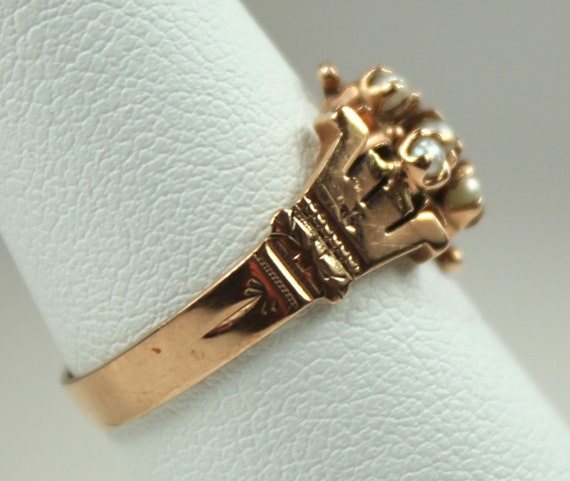Antique Estate Hand Fabricated Ladies Ring 10K Ro… - image 5