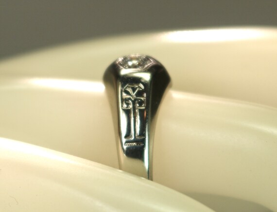 Antique Mens Mans Ring 18K White Gold 0.23Carat R… - image 8