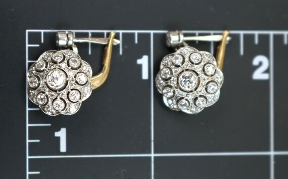 Antique Earrings Platinum 1.5ctw Diamonds 18K Yel… - image 10