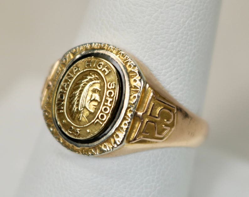Antique Mens Class Ring 10K Yellow Gold 1925 Indiana High Etsy
