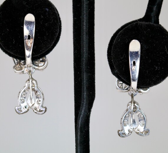 Antique 10K White Gold Earrings Day Night 2ctw Di… - image 5