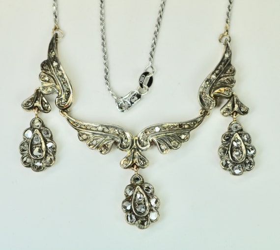 Antique Georgian Era Necklace & Earrings Set Silv… - image 4