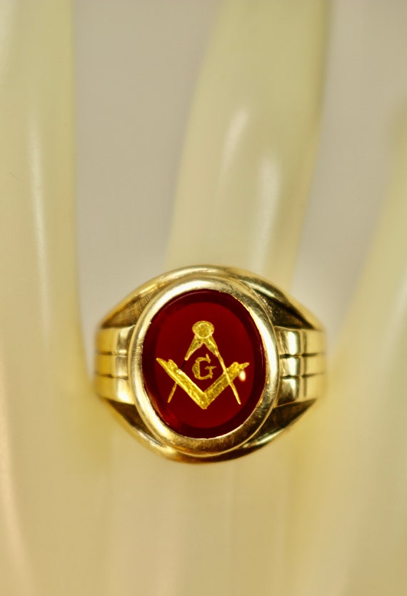 Vintage Mens Mans Ring 10K Yellow Gold Masons Maso