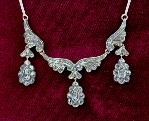 Antique Georgian Era Necklace & Earrings Set Silv… - image 3