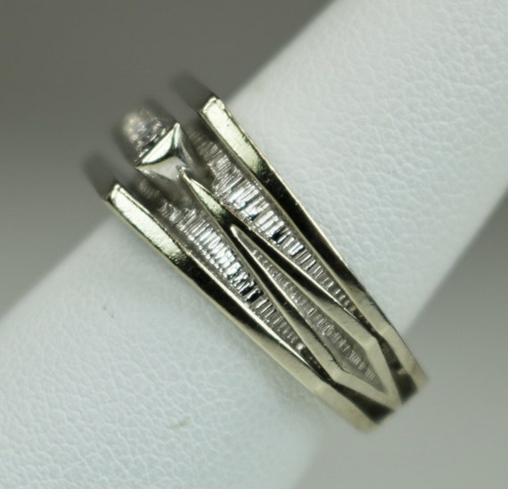 Vintage Hallmarked Mens Ladies Ring 14K White Gol… - image 4