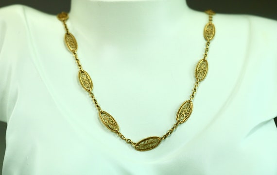 Antique 18K Yellow Gold Necklace Hand Fabricated … - image 3