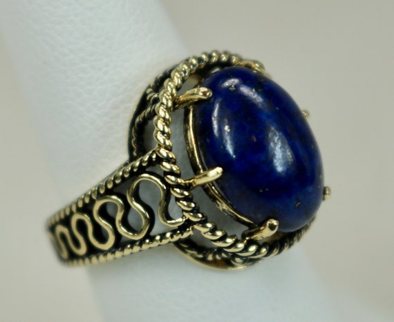 Vintage 14K Yellow Gold 4.9 Carats Lapis Lazuli R… - image 6