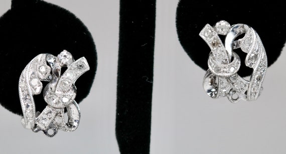 Antique 10K White Gold Earrings Day Night 2ctw Di… - image 7