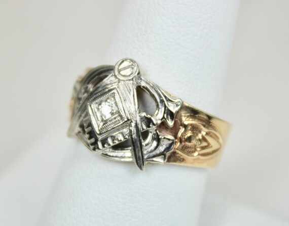 Vintage Art Deco Era Mens Ring 10K Yellow Gold 10… - image 2