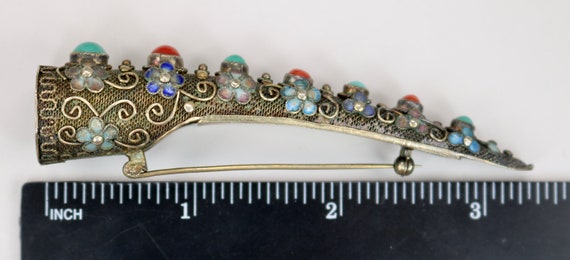 Antique Estate Chinese Brooch Pin Silver Filigree… - image 5