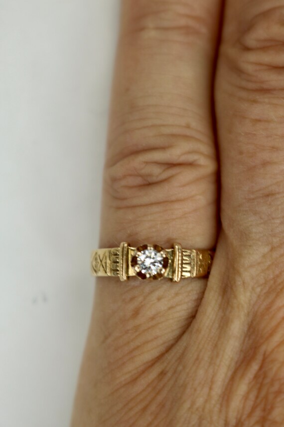 Antique Victorian 18K Yellow Gold Engagement Ring… - image 7