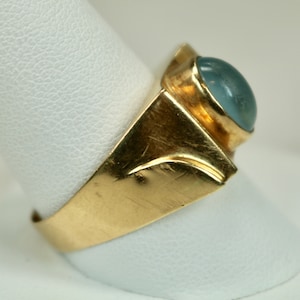 Vintage Mens 18K Yellow-rose Gold Ring With Lab Created Blue - Etsy