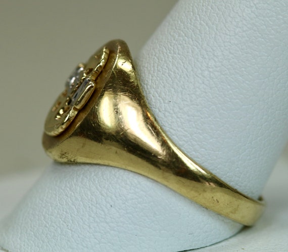 Vintage Mens Man's Ring 10K Yellow Gold USN with … - image 3
