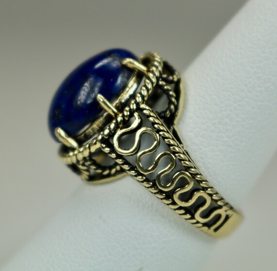 Vintage 14K Yellow Gold 4.9 Carats Lapis Lazuli R… - image 3