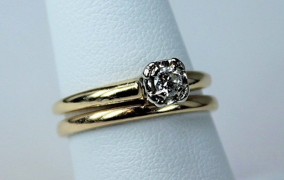 Vintage Hallmarked Ladies 14K Yellow Gold 0.22CT … - image 2