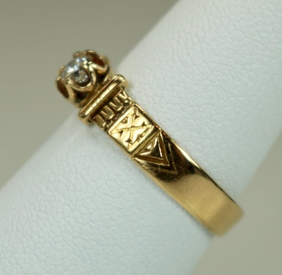 Antique Victorian 18K Yellow Gold Engagement Ring… - image 3