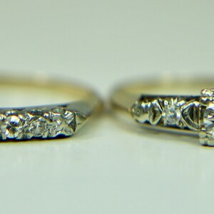 Vintage Ladies 14K-18K Yellow & White Gold Engagement Ring Wedding Band ...