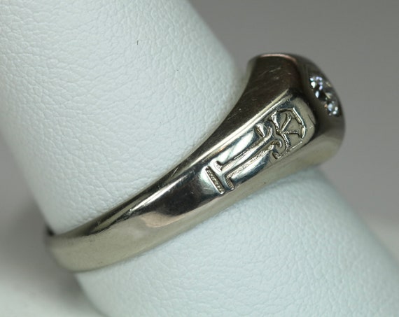 Antique Mens Mans Ring 18K White Gold 0.23Carat R… - image 4