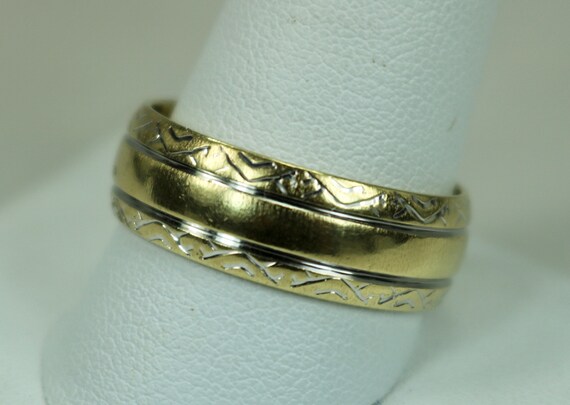 Vintage Hallmarked Mens Eternity Ring 14K Yellow … - image 2