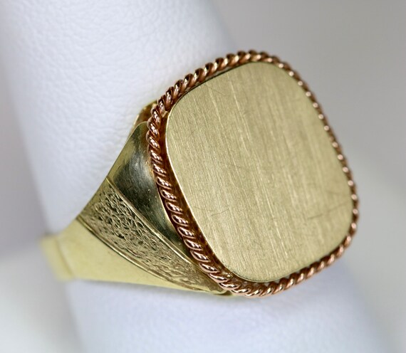 Vintage Soviet 14k Rose Gold Shield Monogram Initial Signet Carved Ring Sz  11.25