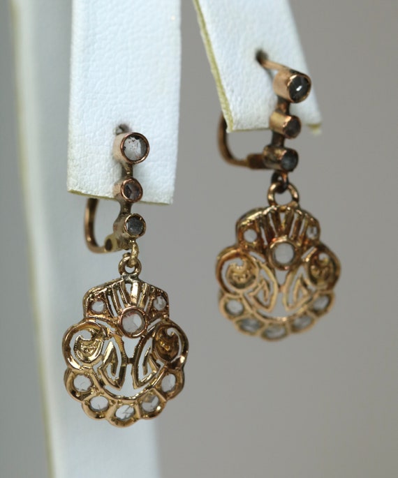 Antique Victorian Earrings 10K Rose Gold 22 Rose C