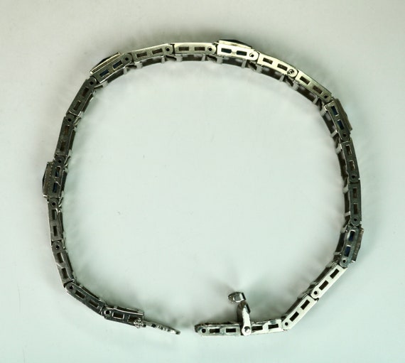 Vintage 10K White Gold Filigree Link Bracelet wit… - image 4