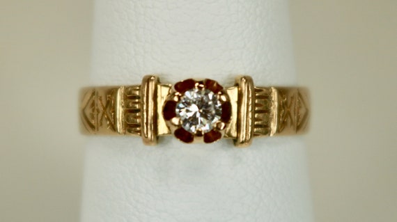 Antique Victorian 18K Yellow Gold Engagement Ring… - image 1