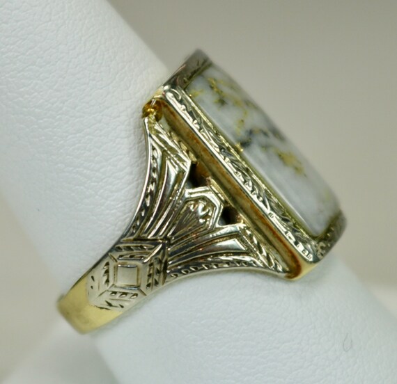 Antique Mens Ring 10K White Gold and 10K Yellow Gold … Gem