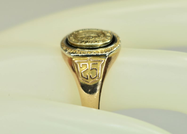 Antique Mens Class Ring 10K Yellow Gold 1925 Indiana High Etsy
