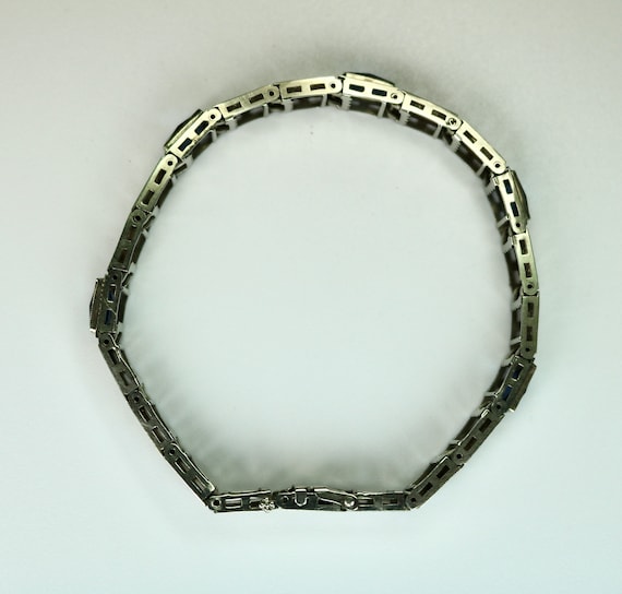 Vintage 10K White Gold Filigree Link Bracelet wit… - image 3