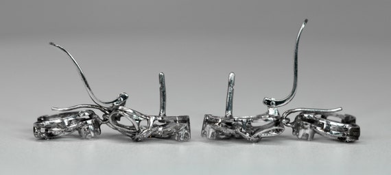 Antique 10K White Gold Earrings Day Night 2ctw Di… - image 10