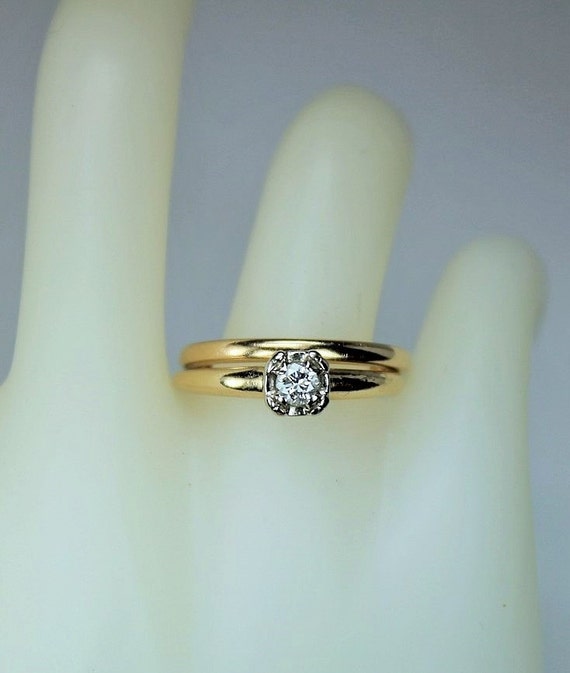 Vintage Hallmarked Ladies 14K Yellow Gold 0.22CT … - image 4