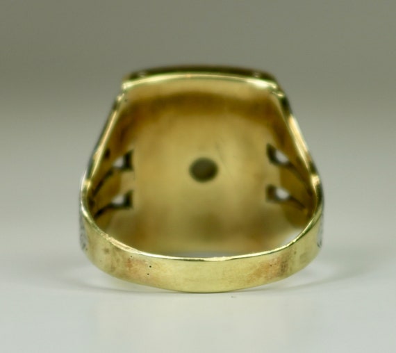 Antique Mens Ring 10K White Gold and 10K Yellow Gold … Gem