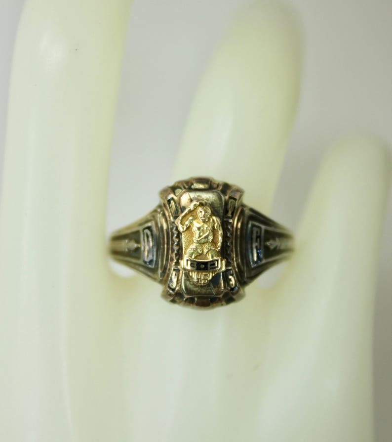 Vintage Mens High School Class Ring 925 Sterling Silver 10K Etsy